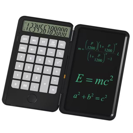 12-Digit Calculator With Writing Tablet Desk Calculator Large Display Basic Office Calculators 6'' LCD Writing Board